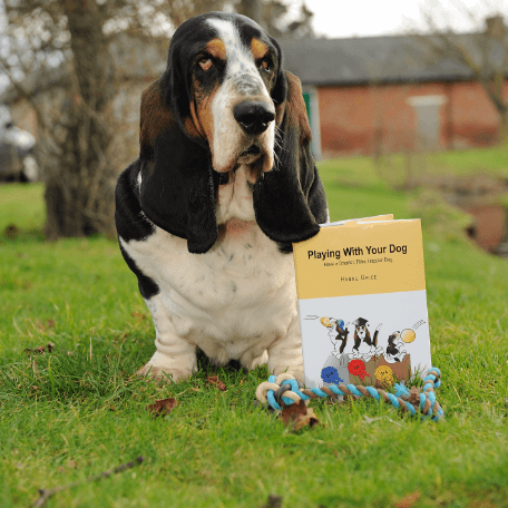 A dog next to Hanne's book